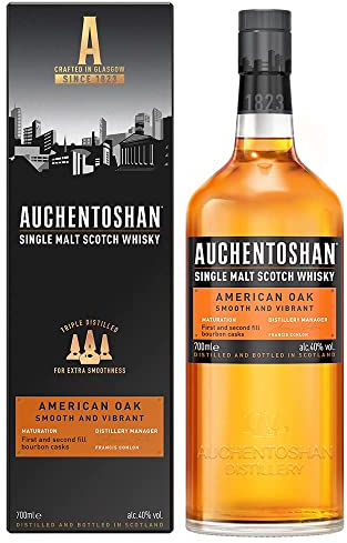 Auchentoshan American Oak | Scotch | Lowland | Single Malt Whisky | Smooth and Vanilla | Oak Cask Matured | 40 Percent ABV | 70 cl