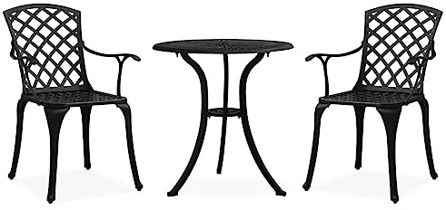 vidaXL Set da Bistrot 3 pz in Alluminio Pressofuso Nero