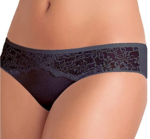 Cotonella 4 Pezzi Slip Donna L'Altra GD172 Mini con Inserti in Pizzo, Nero 4/L