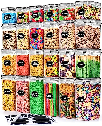 Wildone 24 Stück Vorratsdosen Set, BPA-frei, Plastik Aufbewahrungsbox mit Deckel Luftdicht, Müsli Schüttdose & Frischhaltedosen, Küche Aufbewahrung & Organisation