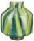 GILDE Glas Art Deko Vase bauchige Glasvase - Blumenvase - Geschenk für Frauen Geburtstagsgeschenk - Farbe: Grün Weiß Höhe 22 cm