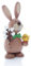 Kunsthandwerk Ullrich Osterhase stehend mit Weidenkätzchen und Küken BxH 6x12cm NEU Hase Osterfigur Osterdeko