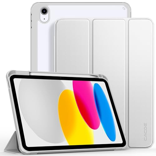 CACOE Custodia Cover Compatibile con iPad 11a Generazione (A16) 11 (2025) / iPad 10a Generazione 10.9 (2022) (A2757/A2777), Retro Trasparente Cover con Portapenne,Argento