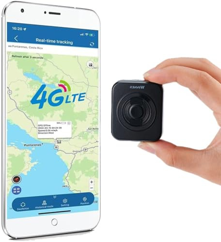Traceur GPS 4G Distance Illimitée Mondial, Mini Tracker GPS avec Carte Sim Fonctionne dans 34 Pays Suivi en Temps Réel, Petit Traqueur Portable avec Fonction Alarme SOS, Aimant Amovible TKS1