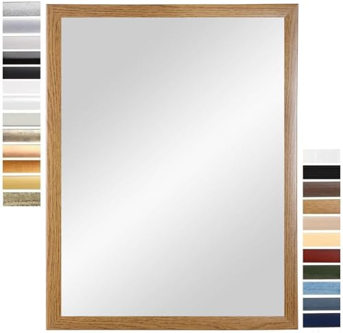 PrimeLuxe Wandspiegel 65 x 135 cm (Außenmaß) in Eiche Rustikal | Farbe und Größe wählbar | Ganzkörperspiegel | Bad & Flur Spiegel | mit Holz Rahmen | Made IN Germany