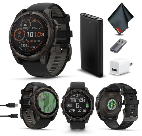 Garmin Fenix 8 Sapphire GPS Smartwatch Solar 47mm (Carbon Gray) Bundle
