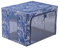 Periea ‘Beau’ Folding Collapsible Stackable Fabric Home Storage Boxes with Steel Frames (Navy Floral Metallic, Large)