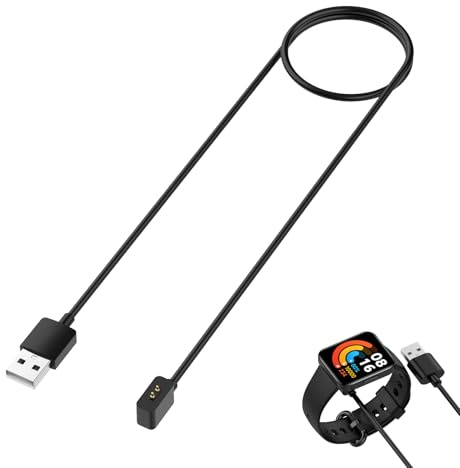 Ladekabel für Xiaomi Smart Band 9/8/8 Pro & Redmi Watch 3/4 Active/Watch 3 lite/Smart Band 2 - Magnetisches USB-Ersatzladegerät, 1m Kabel, kompatibel mit Mehreren Modellen, Schnellladung, Schwarz