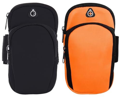 HTTDSLF 2 Piezas Brazalete Deportivo para Corre con Bolsa, Brazalete Movil Running, Brazalete Móvil Deportivo Ajustable, Porta Movil Runnning Teléfono Brazalete, hasta 6,7