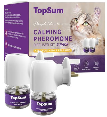 TopSum Cat Calming Plug-in: Premium Cat Pheromone Diffuser - Cat Plug In Calmer - Pet Calming Plug In - Promotes Relaxation & Well-Being, 2 Pack (Amethyst)