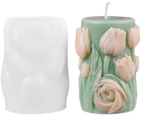 Molde de silicona para velas, molde de tulipán de flores, molde de fundición para yeso, resina, bricolaje, manualidades, decoración del hogar