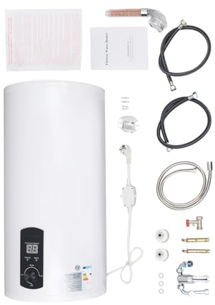 CHERIKIU Elektrisk varmvattenberedare 80 l, 2 KW 220 V IPX4 vertikal LED-genomströmningsvärmare förvaring vattenvärmare kallt och varmt vatten elektrisk varmvattenberedare ABS vägghängd