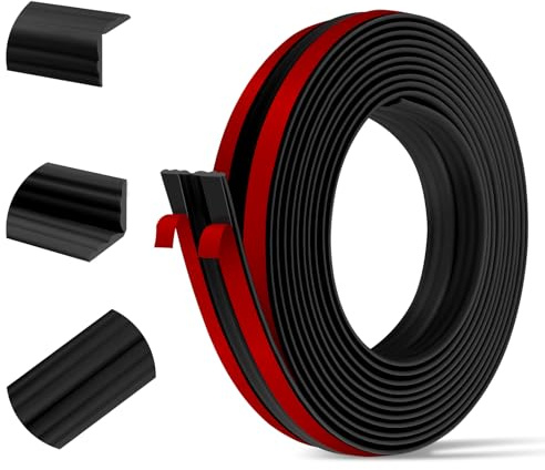 Edging Strip 2cm x 3m, Peel and Stick Trim, Self Adhesive Corner Protector, Flexible Moulding Trim, Edge Protector for Tile, Countertops, Furniture and Flooring, Anti Scratch, Black