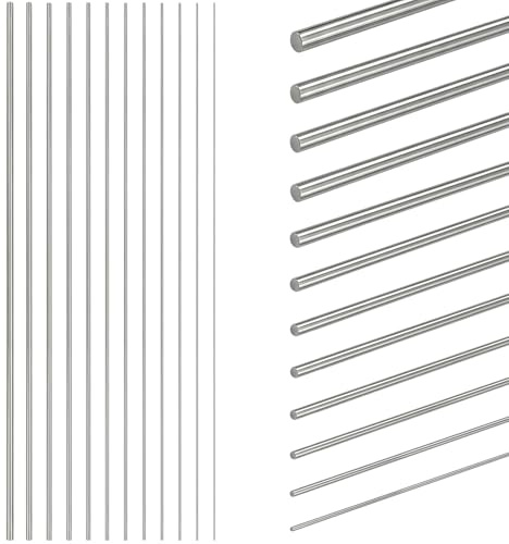 Swpeet 164st 12 storlekar 0,3 mm, 0,4 mm, 0,5 mm, 0,6 mm, 0,8 mm, 1 mm, 1,2 mm, 1,4 mm, 1,6 mm, 1,8 mm, 2 mm, 3 mm 400mm / 16 tum längd 304 Rostfritt Stål Stängar Sets, Metall Solid Rund Stang