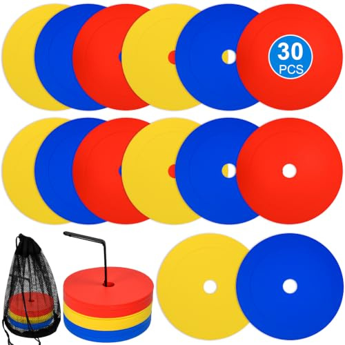 Conos Entrenamiento Futbol Planos 2.5mm, Set 30 Discos Pesados Anti Viento