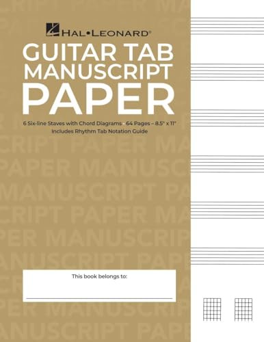 Papier musique special guitare tabulations - 6 lignes + grilles