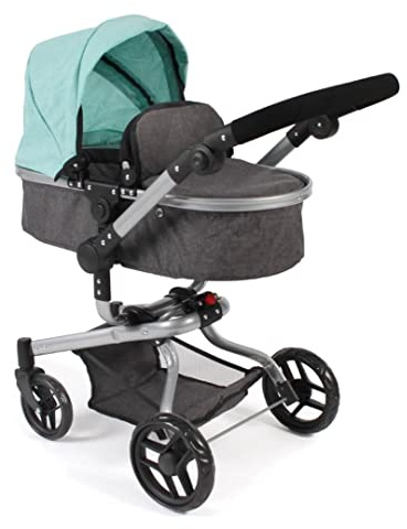 Bayer Chic 2000-Cochecito de muñecas Yolo, Color Melange Antracita-Menta, 71 x 42 x 81 cm (593 42), de 4 a 8 años.