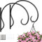AHUNTTER 2 Pack 12 Inch Heavy Duty Hanging Basket Brackets Outdoor Wall Plant Hooks Decorative Metal Iron Garden Hanging Plant Hangers Bracket for Lanterns Fence Flowers by Post – Black