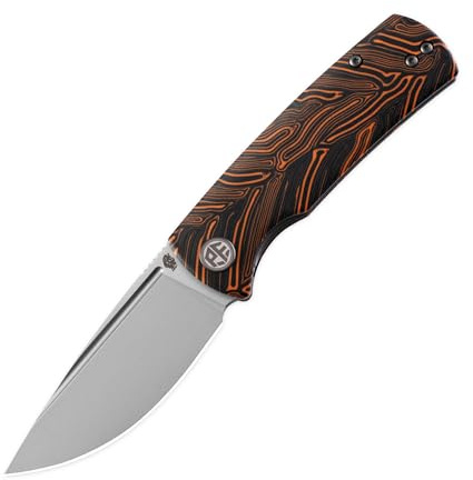 Petrified fish PFP01X Beluga 2.99 14C28N Cuchillo Plegable de bolsillo | Mango Orange G10, Clip para bolsillo, Rótula de bolas de cerámica, Cuchillo EDC para exteriores, camping