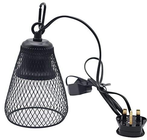 Reptile Heat Lamp Holder UVA UVB Terrarium Ceramic Heat Lamps Lampshade Holder Anti Hot Bracket Cage for Bearded Dragon, Lizard, Tortoise, Snake, UK Plug