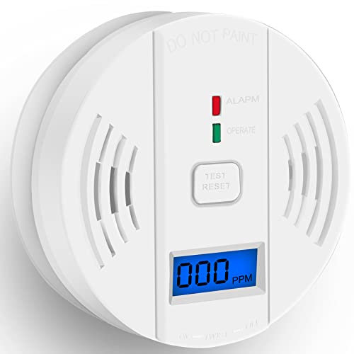 Carbon Monoxide Detector, CO Detectors with LED Indicator & Silence Button, EN 50291 CO Alarms Monitor for Home Safety (AA Battery NOT Included) (1PCS CARBON MONOXIDE DETECTOR)