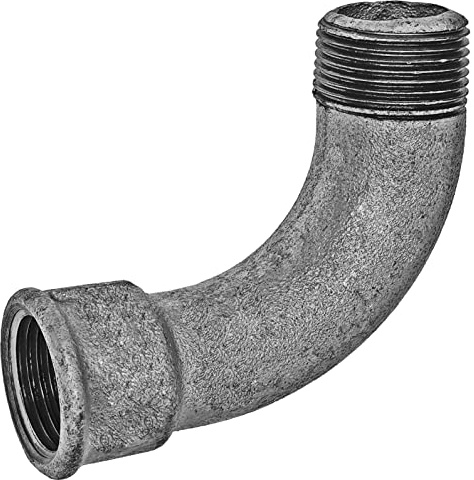 Gewinde Fitting Verschraubung aus Temperguss verzinkt - Bogen 90° mit /2 Rohr Zoll Innengewinde IG und Aussengewinde AG Nr. 1