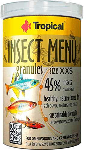 INSECT MENU GRANULES STORLEK XXS 1 000 ml/640 g – fiskmat i sjunkande form, superfint granulat baserat på 3 insekter