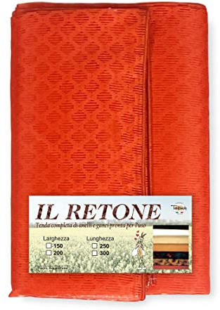 Tex family Rideau moustiquaire à losange extérieur plombé en 8 tailles différentes uni orange – 150 x 250 cm