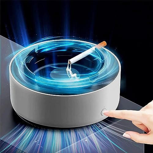 hopanrel 2 in 1 Air Purifier Ashtray Multifunctional Smokeless with Filter,Ashtrays for Cigarettes for Home Indoor Car Office (Grey)