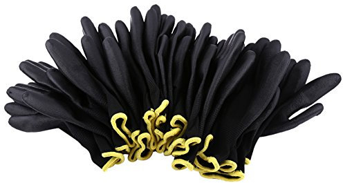 flexman 12 Paar Sicherheitsarbeitshandschuhe, Antistatische Nylon PU Handflächenbeschichtung, Gartenhandschuhe für Präzise Montage, Produktinspektion (7S)