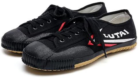 Scarpe per Arti Marziali, Scarpe da Ginnastica A Piedi Nudi da Uomo E da Donna in Tela Scarpe da Corsa Tai Chi Kung Fu,Nero,43 EU