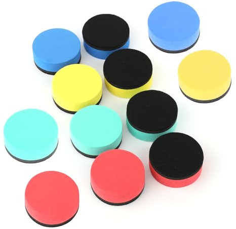 Dimeho 12 Stück Trockenlösch-Radiergummis Bunt Kleine Tafelwischer Whiteboard-Reinigungspads Magnettafel-Marker Löschzubehör für Büro Präsentationen Glas Lehrer Zuhause