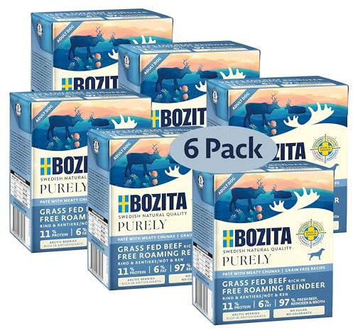 Bozita Purely Paté Adult Renne – 370 g – Nourriture Humide sans céréales pour Chiens – avec 11% de protéines & 6% de matières Grasses – pour Toutes Les Tailles et Niveaux d'activité de Chien – sans