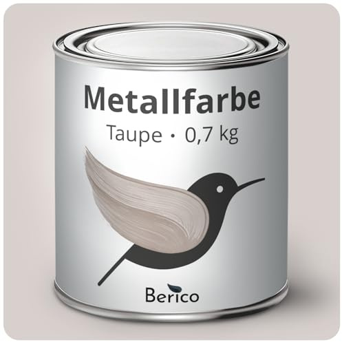 Berico Metallfarbe - Taupe/Greige - 0,7 Kg - 4in1 Premium Metallschutzlack - Direkt auf Rost - Für Stahl, Zink, Aluminium, Kupfer und Eisen