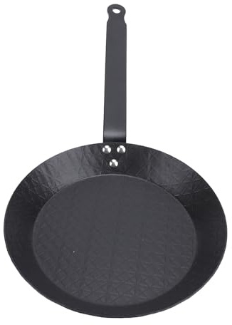 Carbon Steel Skillet Nonstick Frying Pan Smokeless Comfortable Grip Indoor Outdoor Cooking for Steak Egg Fish Vegetable (24cm)