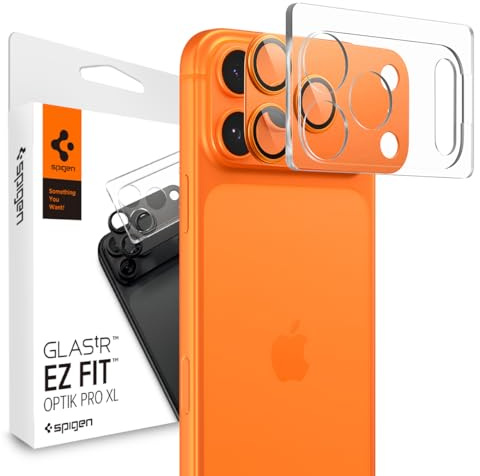 Spigen Glas.tR EZ Fit Optik Pro XL Tempered Glass Camera Lens Protector for iPhone 17 Pro, Cosmic Orange - 1 Pack