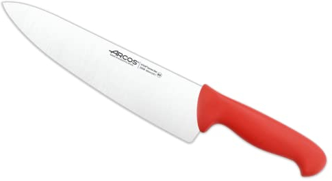 Arcos Coltello Cheferie con Lama in Acciaio Inossidabile Nitrum 25 cm – Manico in Polipropilene, Sistema di Identificazione Colore per Sicurezza Alimentare – Rosso, Serie 2900
