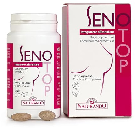 Naturando Senotop Complemento Alimenticio Para Reafirmar El Pecho con Lino, Galega, Alholva, Comino, Granada y Lúpolo - 60 comprimidos Vegano Sin Gluten