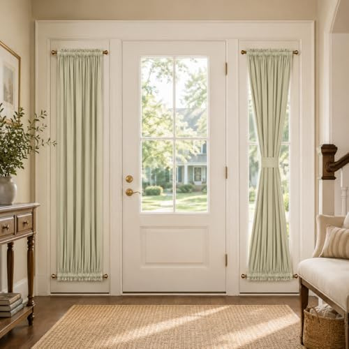 Aquazolax Rideau de Porte coulissante en Verre – Rideaux occultants Solides 63,5 x 182,9 cm pour Portes françaises Panneaux latéraux – 1 Panneau, Beige Clair Saga