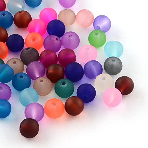 Perlin 100 Gefrostete Glasperlen Mix Set Kugel 10mm Matt Strange Vereist Schmuck Bunt R270 x 2