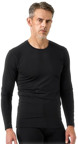 LAPASA Herren Innenfleece Thermo Unterhemd, Thermounterwäsche Oberteil Funktionsunterwäsche Warm M09, Schwarz (1 Pack Oberteil), S