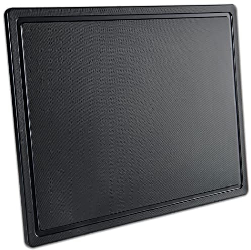 Extra Large Cutting Board 24x18, Meat Carving Juice Groove, Black Plastic