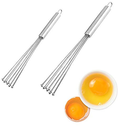 2 piezas de acero inoxidable batidor de bolas (25,4 cm y 30,4 cm) batidor de huevos de cocina accesorios de cocina mezclador de huevos de mano cocina batidora
