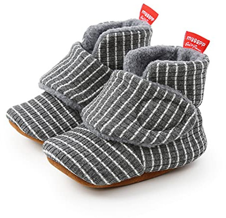 Sehfupoye Kleinkind Baby Jungen Mädchen Baumwolle Booties Schuhe Gestreifte Weiche Sohle Neugeborene Erste Wanderschuhe Warme Fleece Stiefel 12-18M