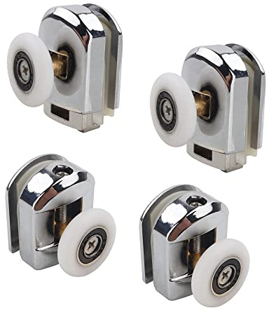 Cokritsm Rodillo para Puerta de Ducha, 4pcs Puertas de Ducha Ruedas para Puerta de Ducha para Vidrio de 4-6Mm Espesor, 4 Ruedas Corredores Polea Rodillo, Plata (23 Mm)