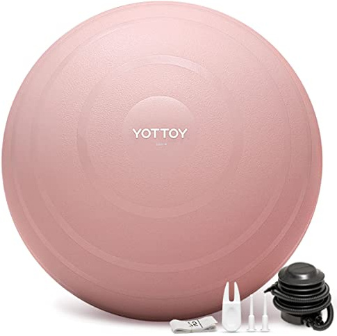 YOTTOY Gymnastikball für Schwangerschaft, Anti-Burst-Yoga-Ball für Physiotherapie, Stabilitätsball für Ballstuhl, Fitness mit Pumpe (Rosa)