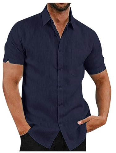 Camisas Pana Hombre clásica para Hombre, Informal, a la Moda, para Playa, Playa, Bolos, Cierre de Botones, Camisa de Verano Camisas Baile Hombre