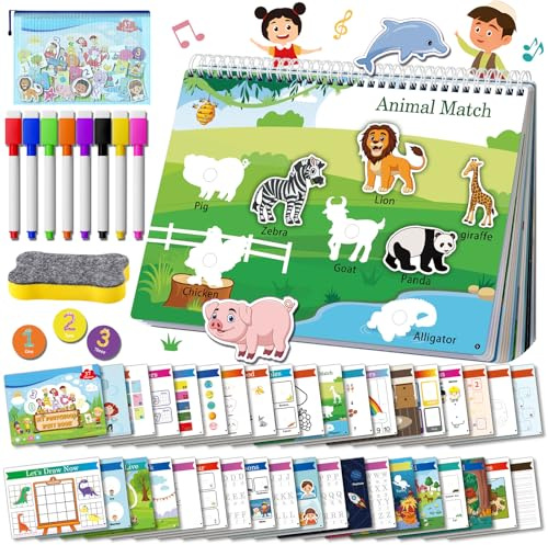 UMEREACT Montessori Busy Book for Boys and Girls Preschool Learning Activities Educational Toys Autism Sensory Learning Materials Quiet Search and Find for Kids 3-5 Gifts Toys