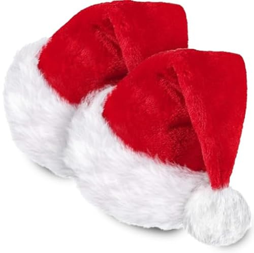 Generico V&M 2pcs Cappello Babbo Natale, Cappello Natale In Peluche Morbido | Per Adulti e Bambini Unisex,, Cappelli Babbo Natale, Cappellini Natale Ideali per Feste, Cosplay e Decorazioni Natalizie