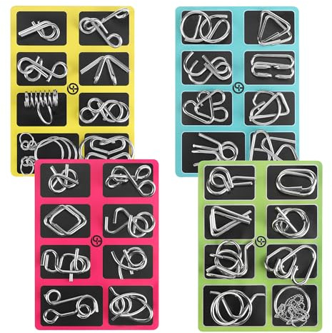 32 Pièces Casse Tete Metallique, Casse-Tête Métal, Métal IQ Jigsaw Puzzle Jouet pour Enfants Et Adultes pour Anniversaires, Cadeau de Noël
